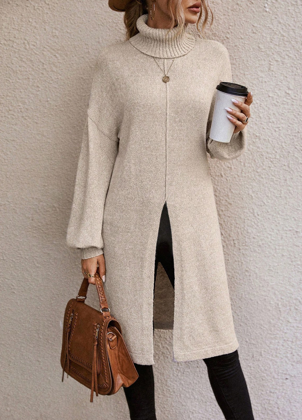 Сіро-бежевий зимовий светр SHEIN