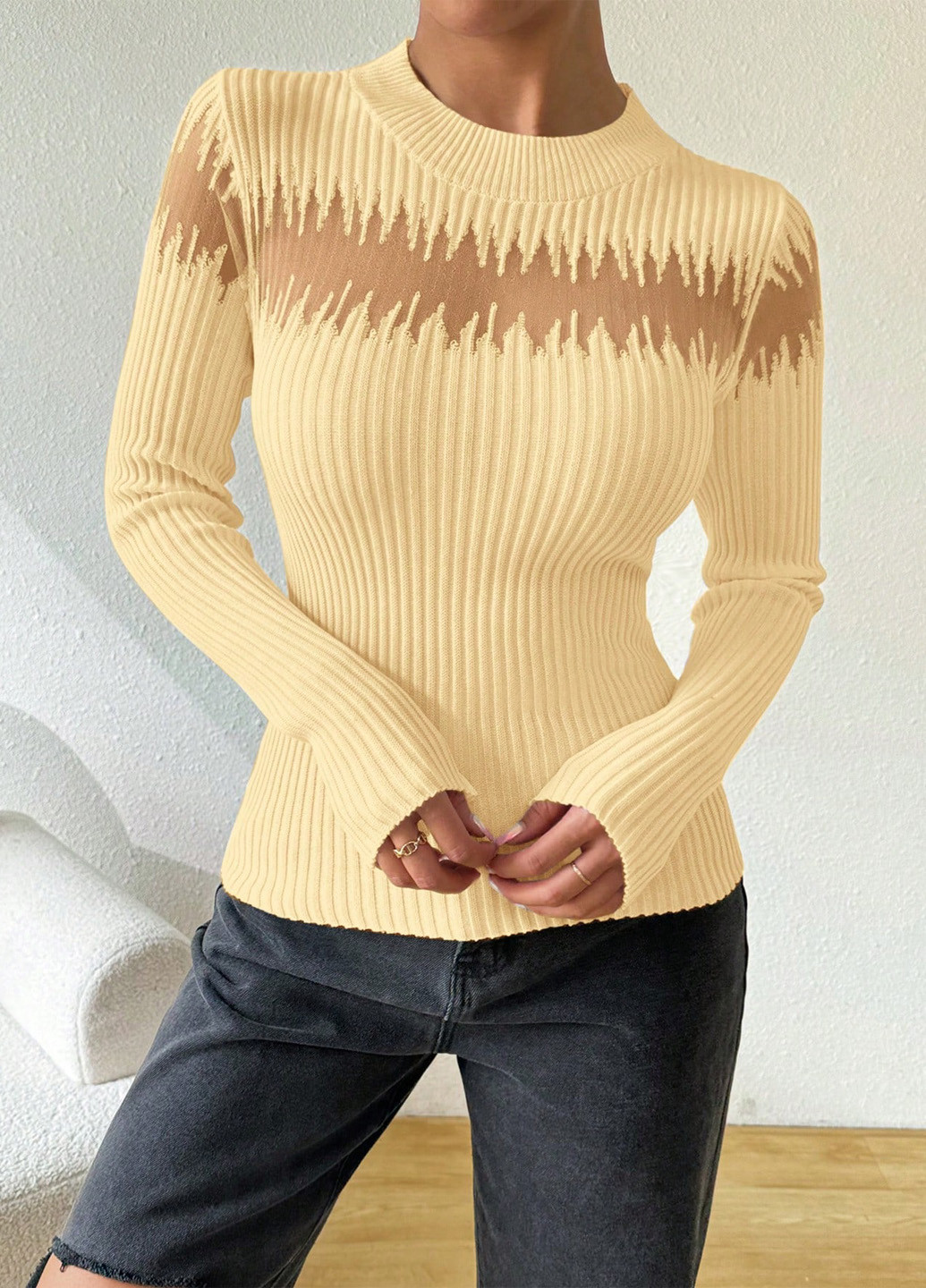 Кремовий демісезонний джемпер джемпер SHEIN