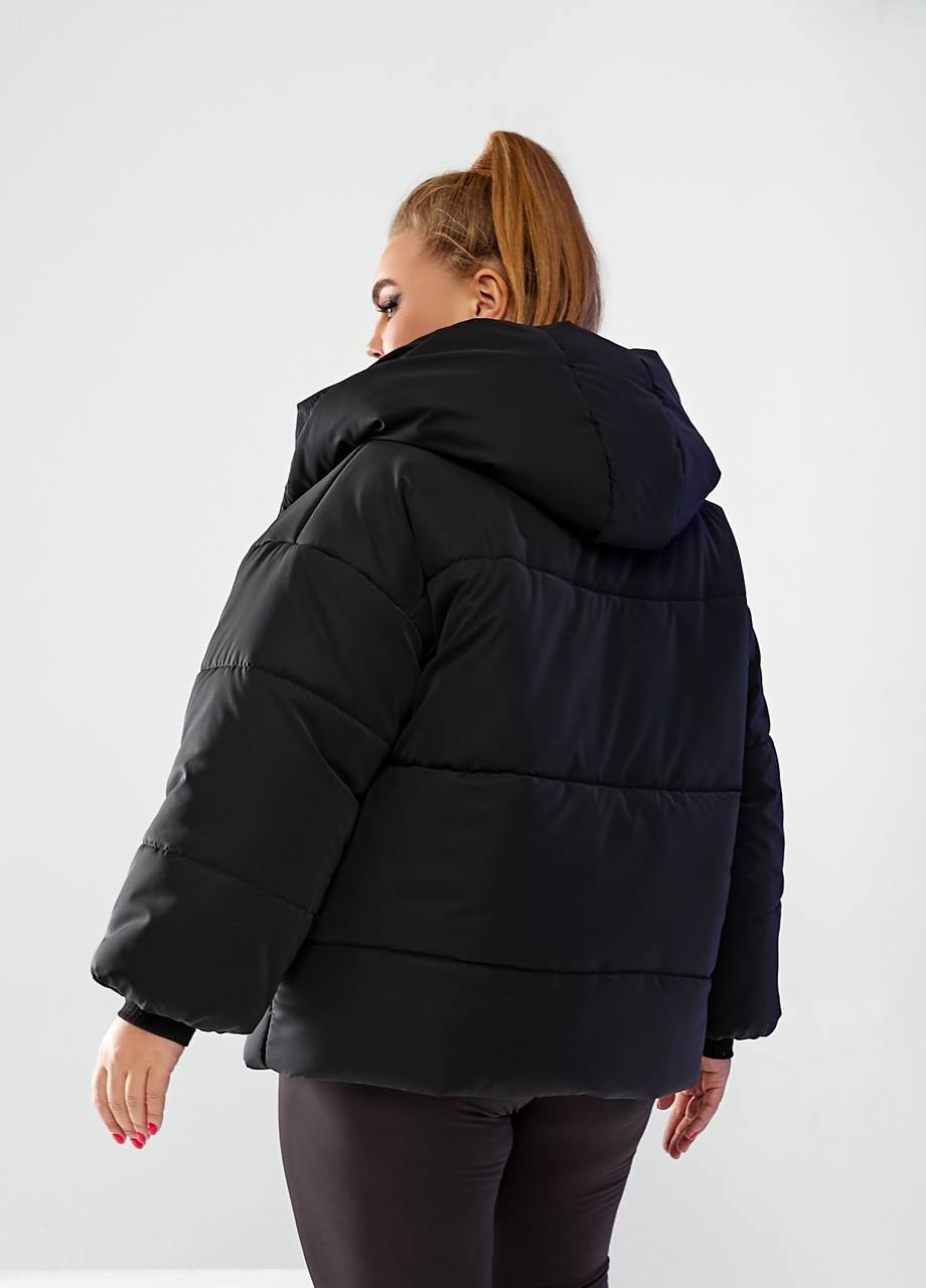 Чорна зимня тепла куртка жіноча Hand Made