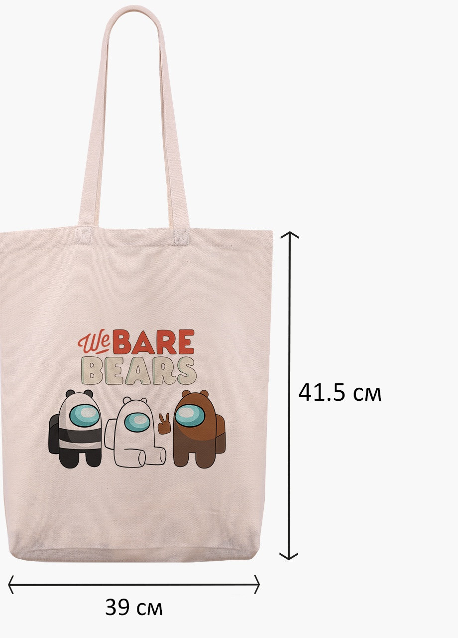 Еко сумка шоппер біла Вся правда про ведмедів (We Bare Bears) (9227-2668-WTD-1) екосумка шопер 41*39*8 см MobiPrint (216642215)