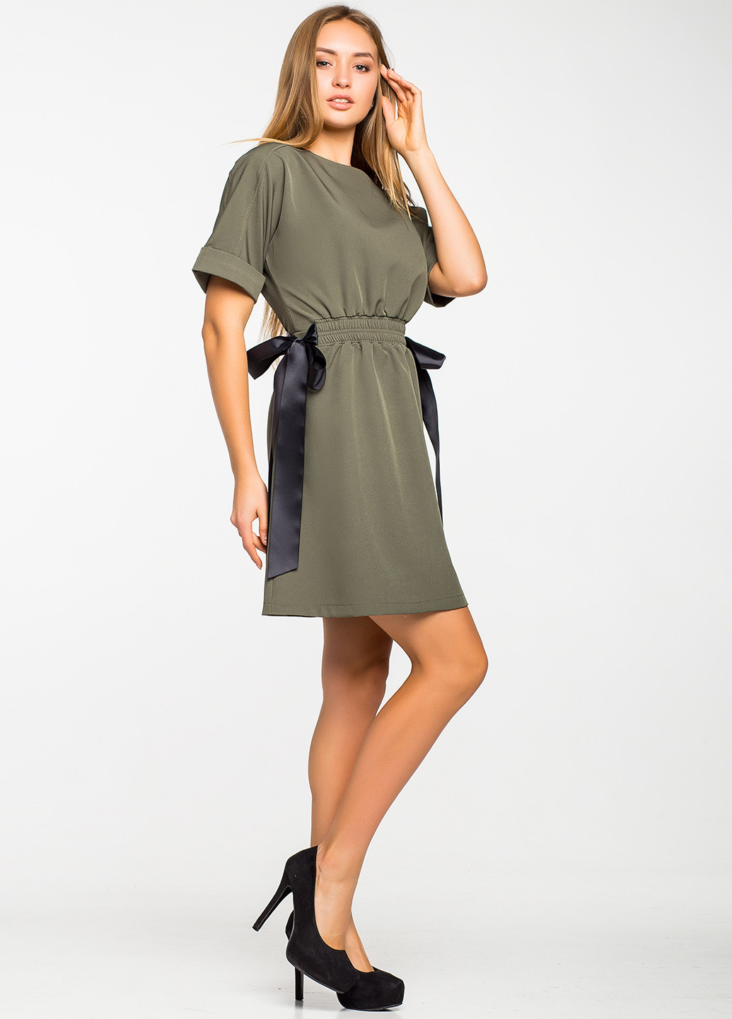 Оливковое (хаки) кэжуал платье Simply Brilliant однотонное