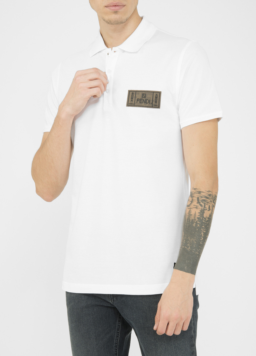 Белая футболка-поло для мужчин Fendi