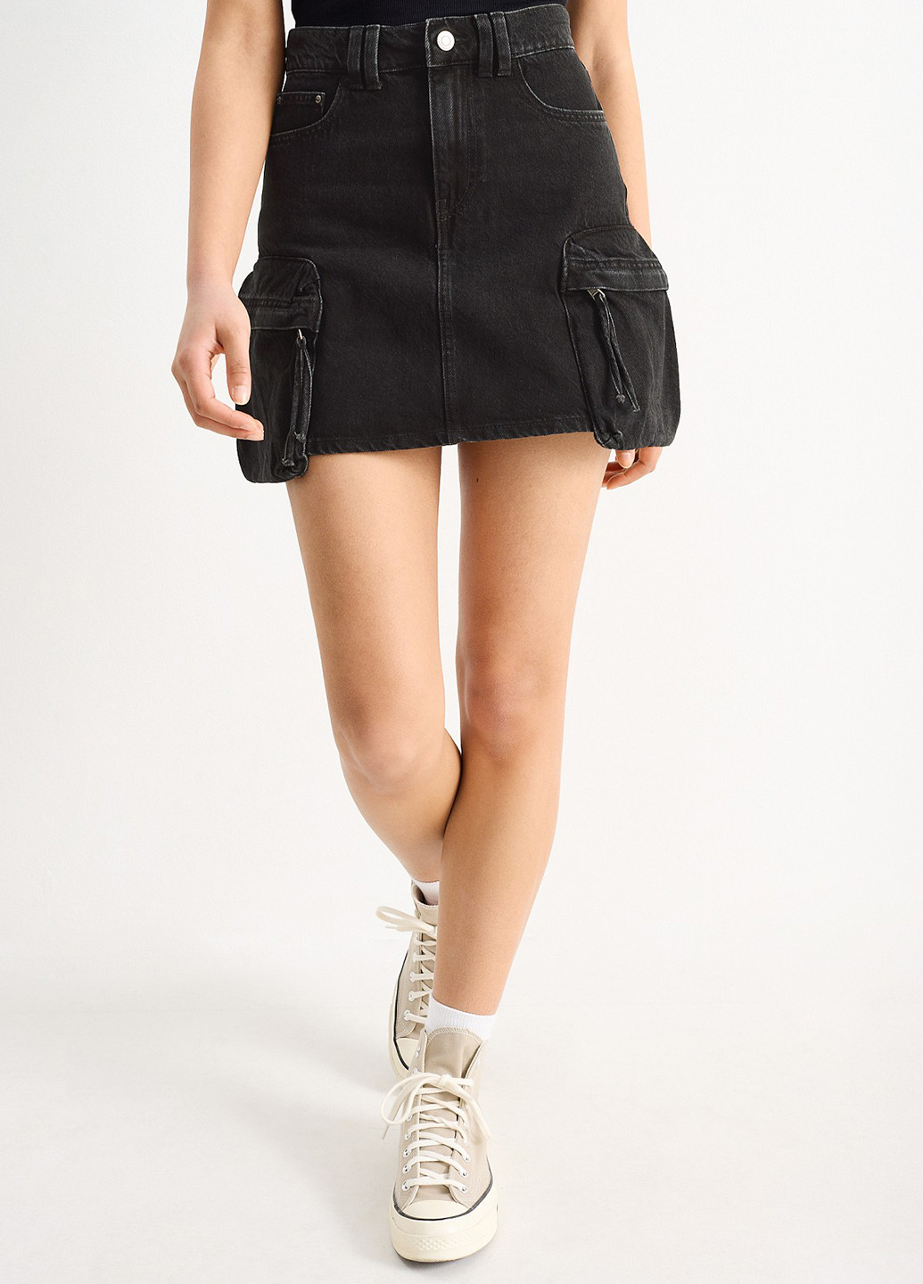 Темно-серая джинсовая однотонная юбка C&A карго