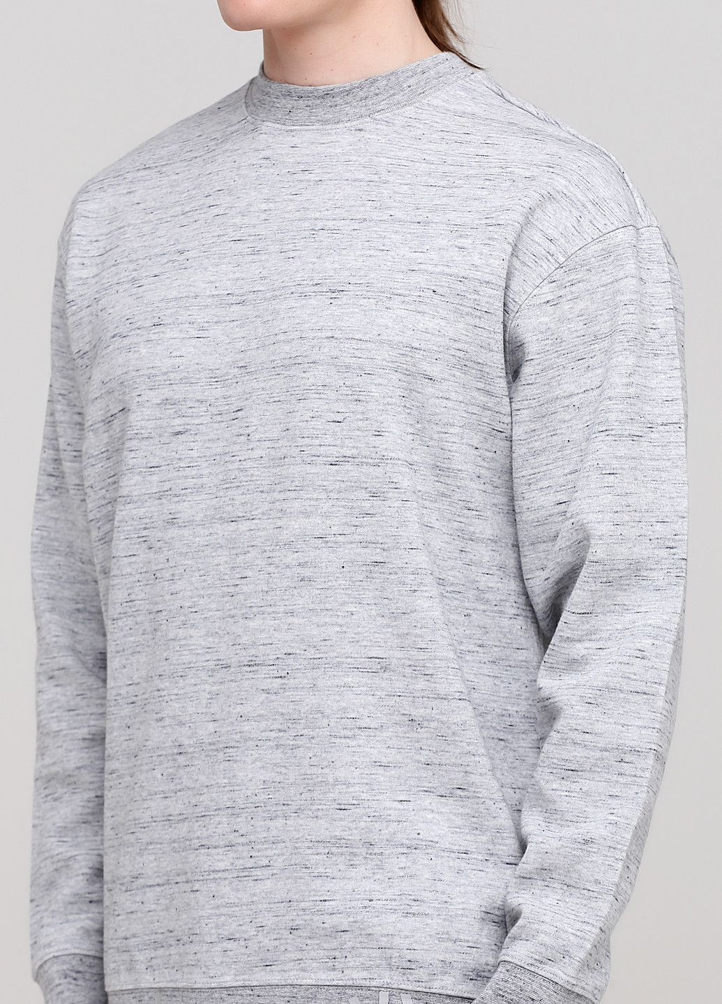 H&M свитшот меланж светло-серый кэжуал хлопок