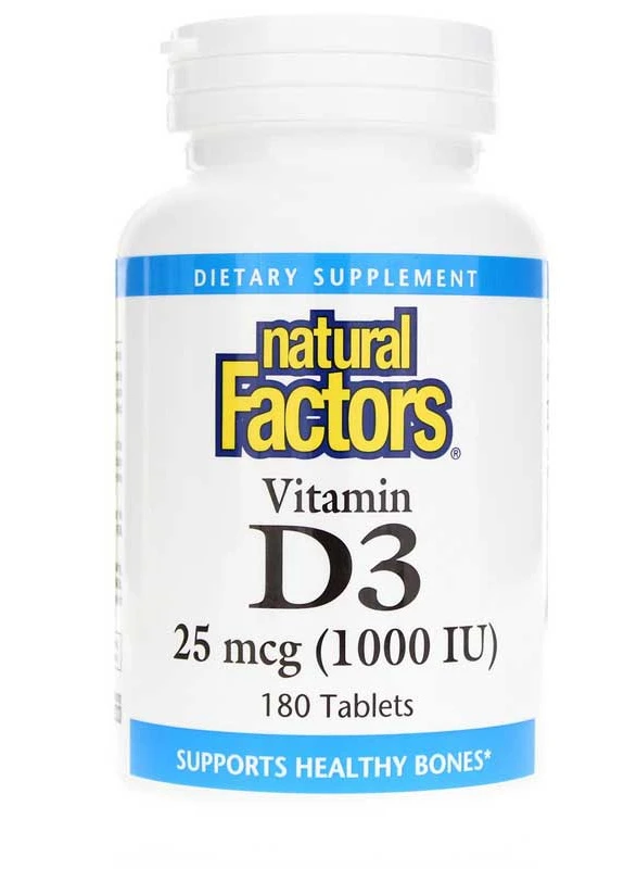 Витамин D3 Vitamin D3 25mcg 1,000 IU 180 Tablets Natural Factors (254371964)