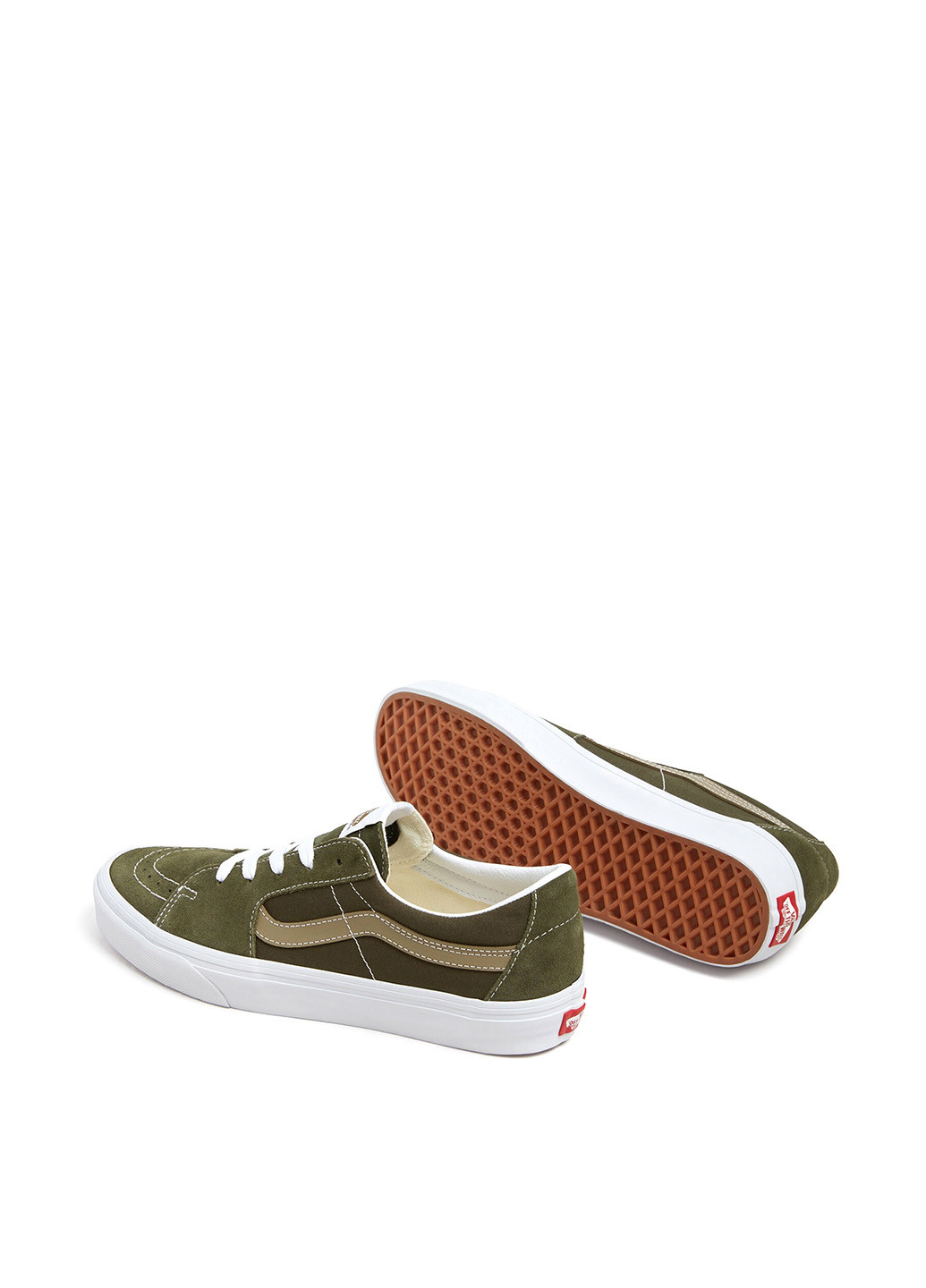 Хаки кеды Vans SK8-LOW с белой подошвой, с логотипом