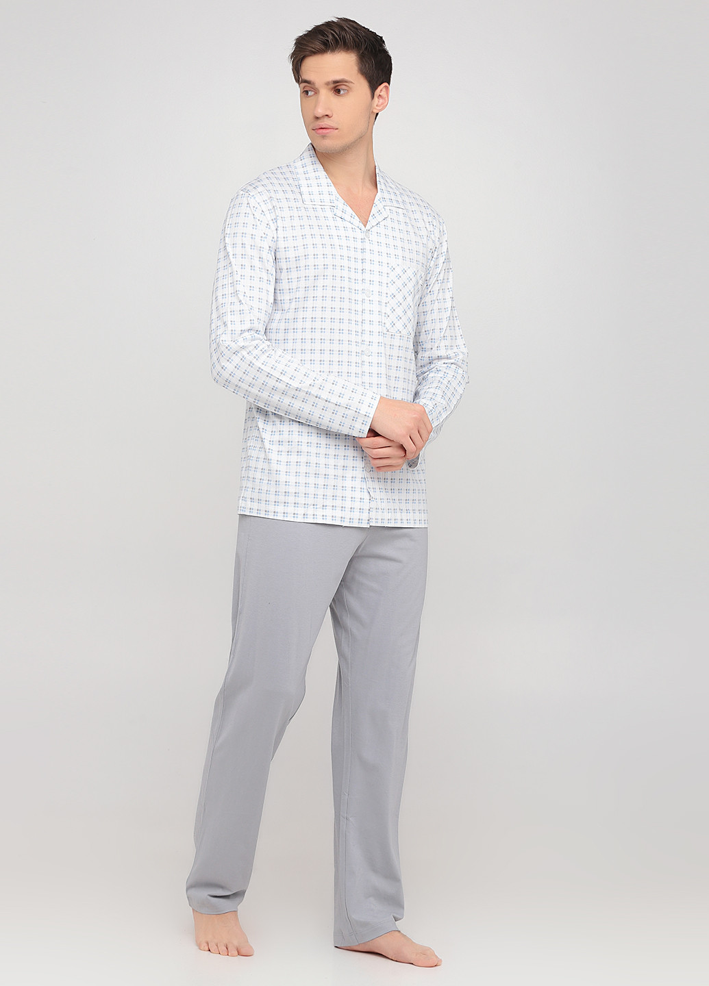 Светло-серый демисезонный комплект (рубашка, брюки) Calida