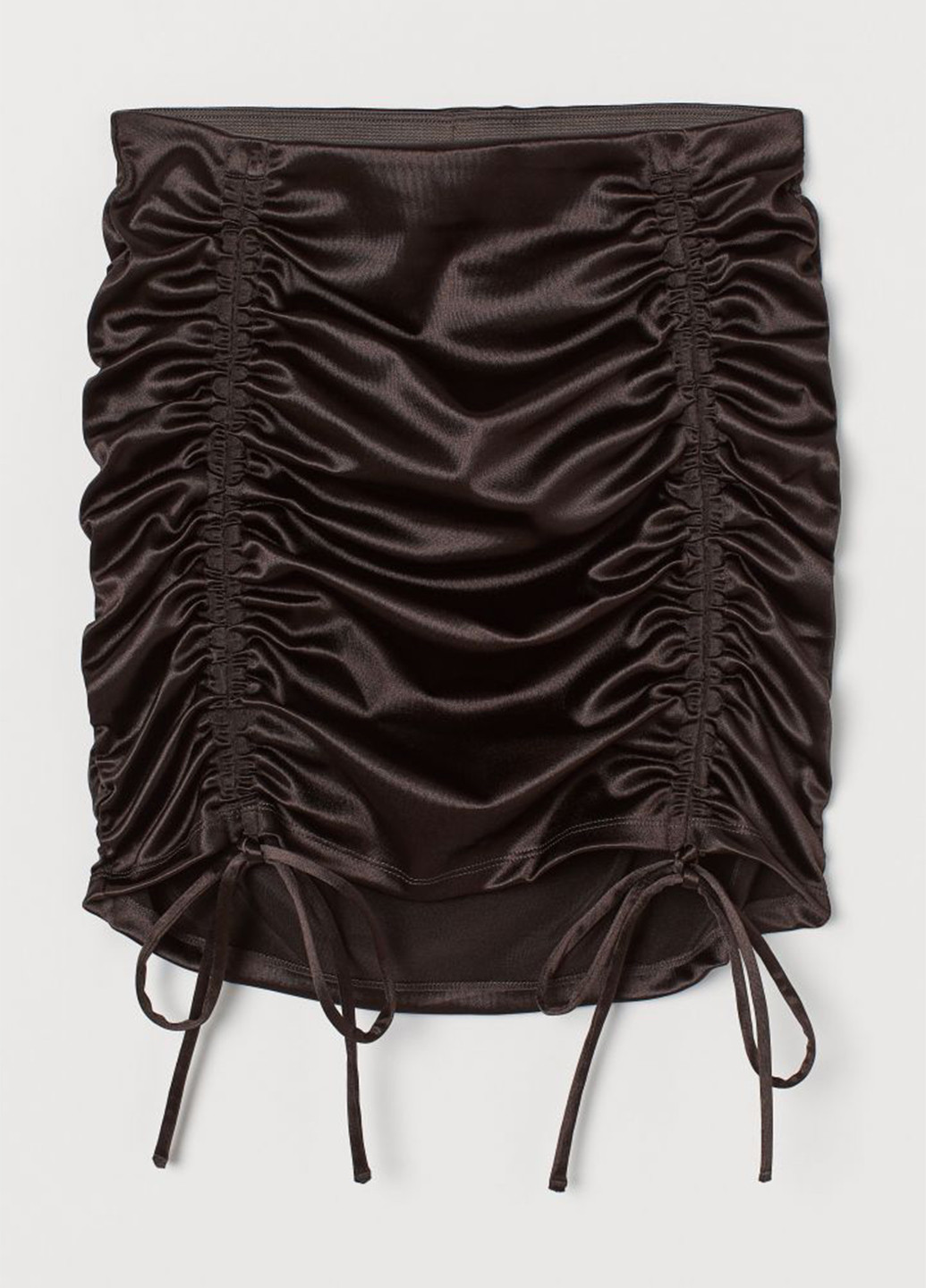Спідниця H&M однотонна темно-коричнева кежуал поліестер, атлас