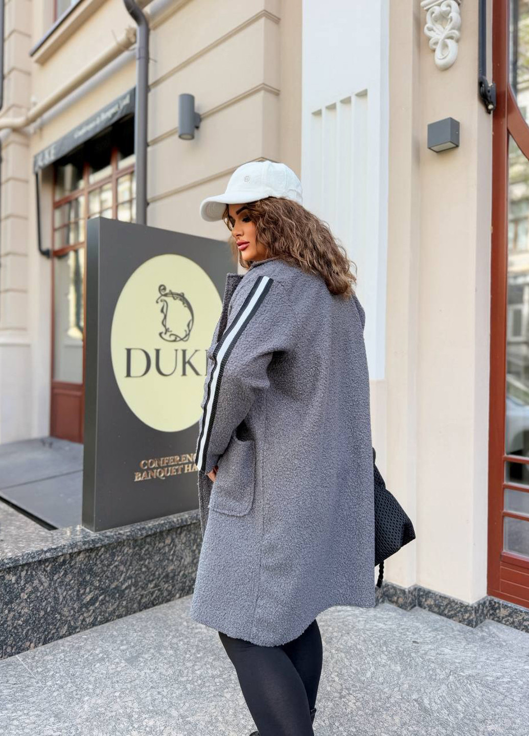 Темно-сіре демісезонне Пальто двобортне No Brand