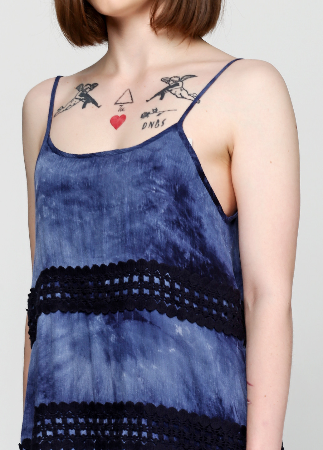 Темно-синее кэжуал платье Miami Style с абстрактным узором