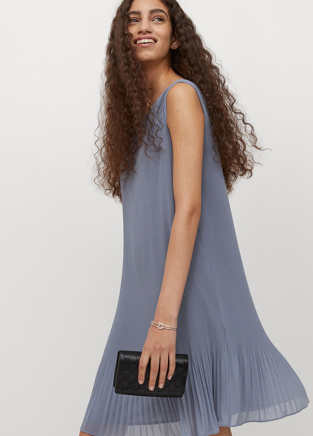 Сіро-синя кежуал сукня а-силует, плісована H&M однотонна