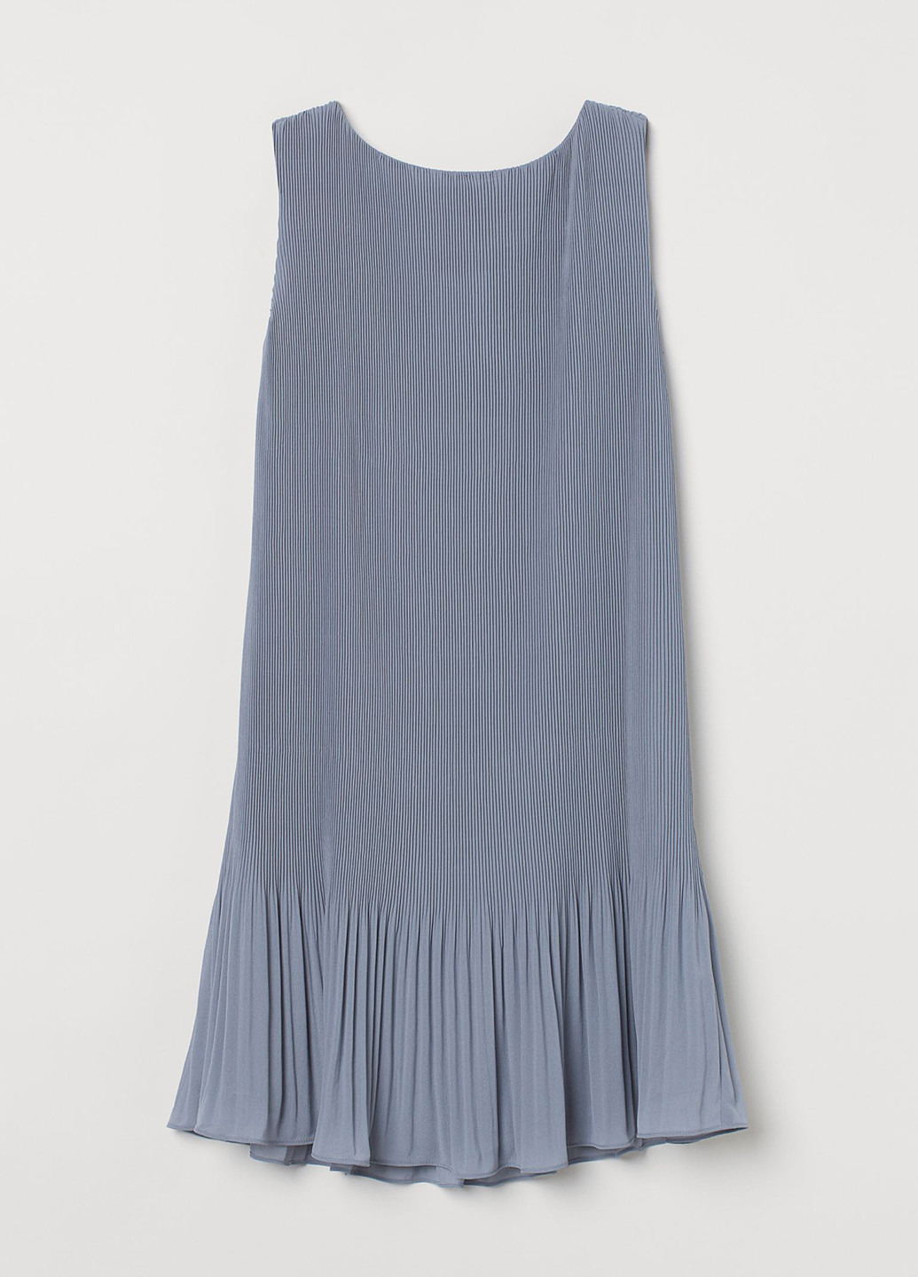 Серо-синее кэжуал платье а-силуэт, плиссированное H&M однотонное