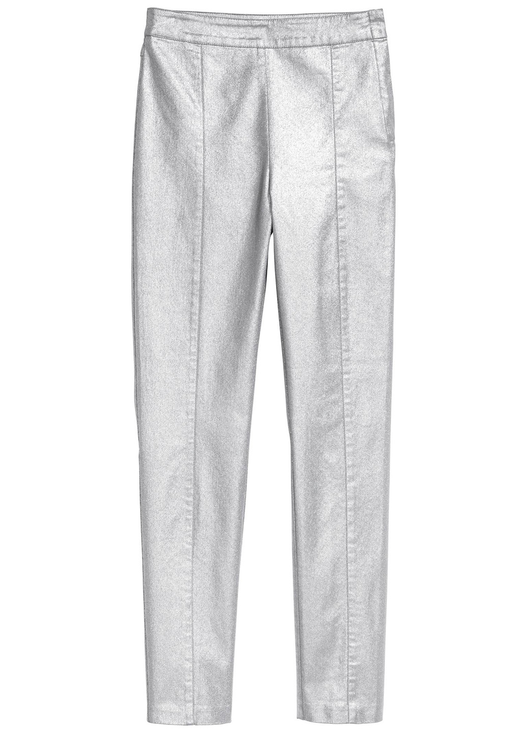 Серебряные кэжуал демисезонные зауженные брюки H&M