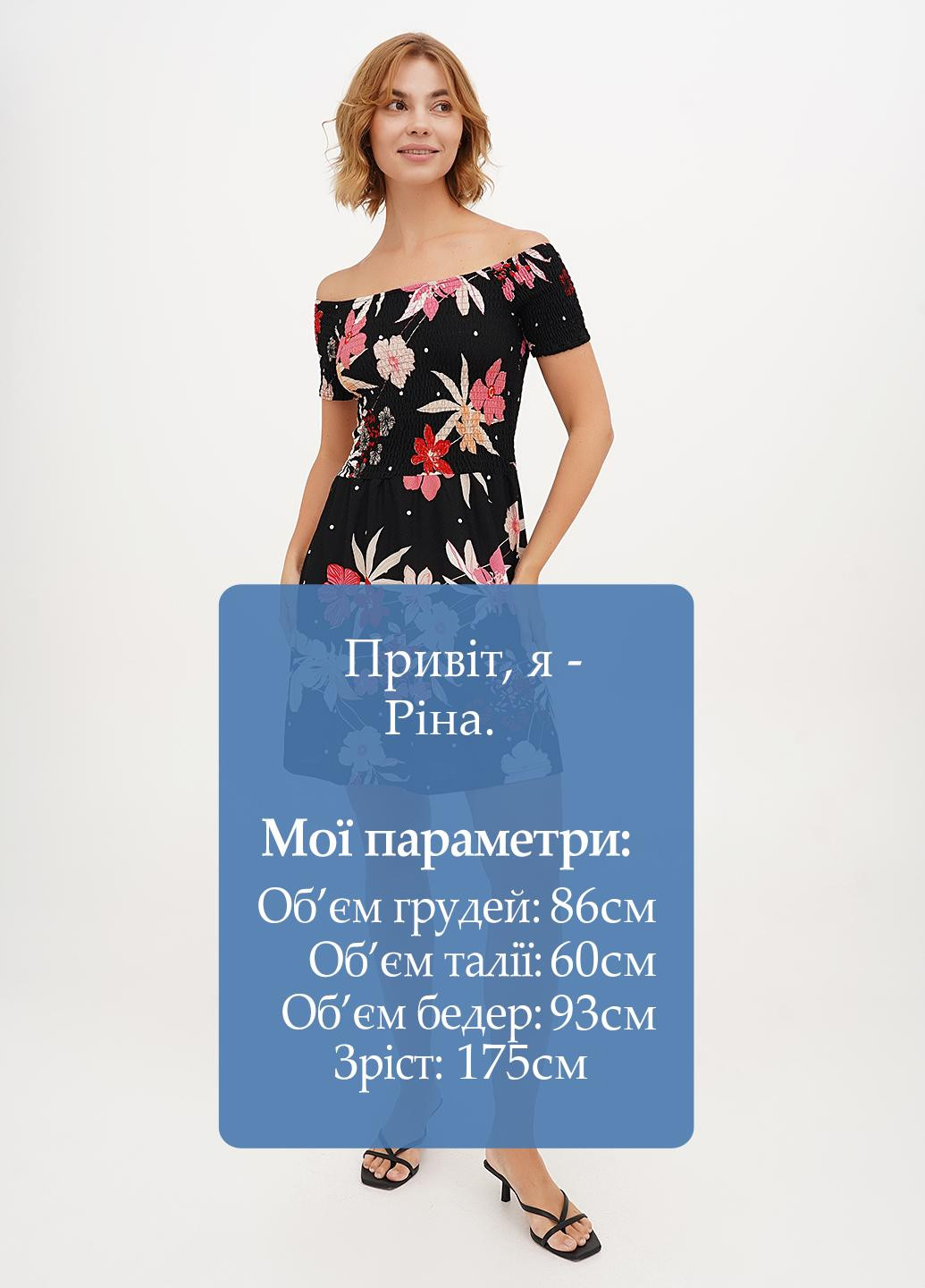 Чорна кежуал сукня кльош Imperial з квітковим принтом