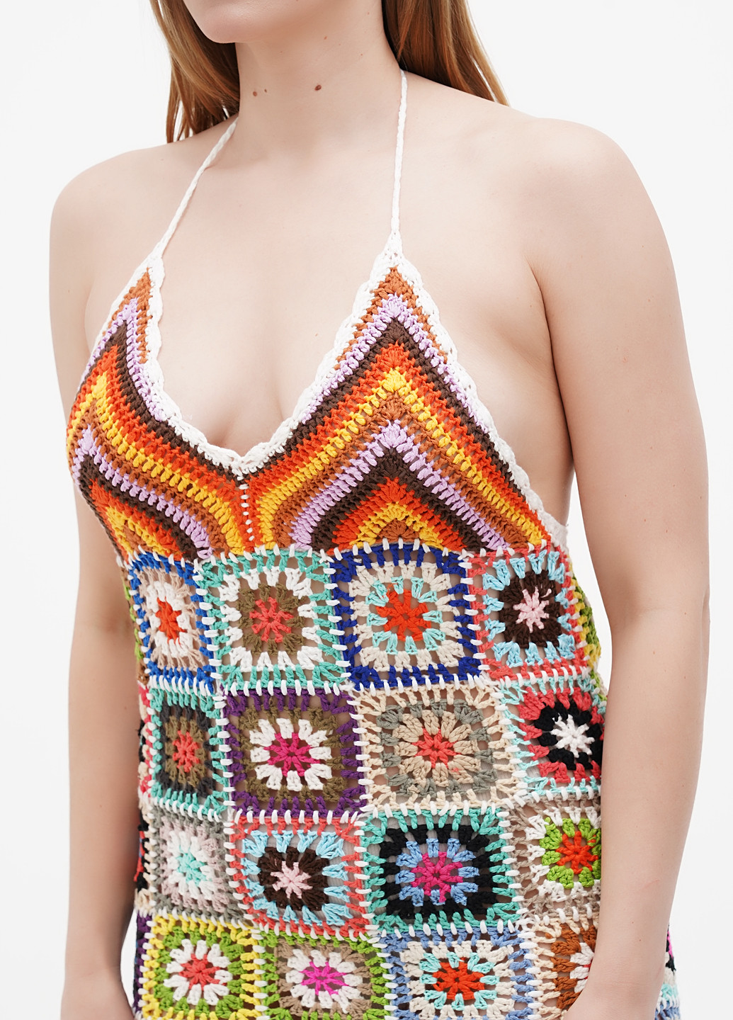 Комбинированное кэжуал платье с открытой спиной Boohoo с геометрическим узором