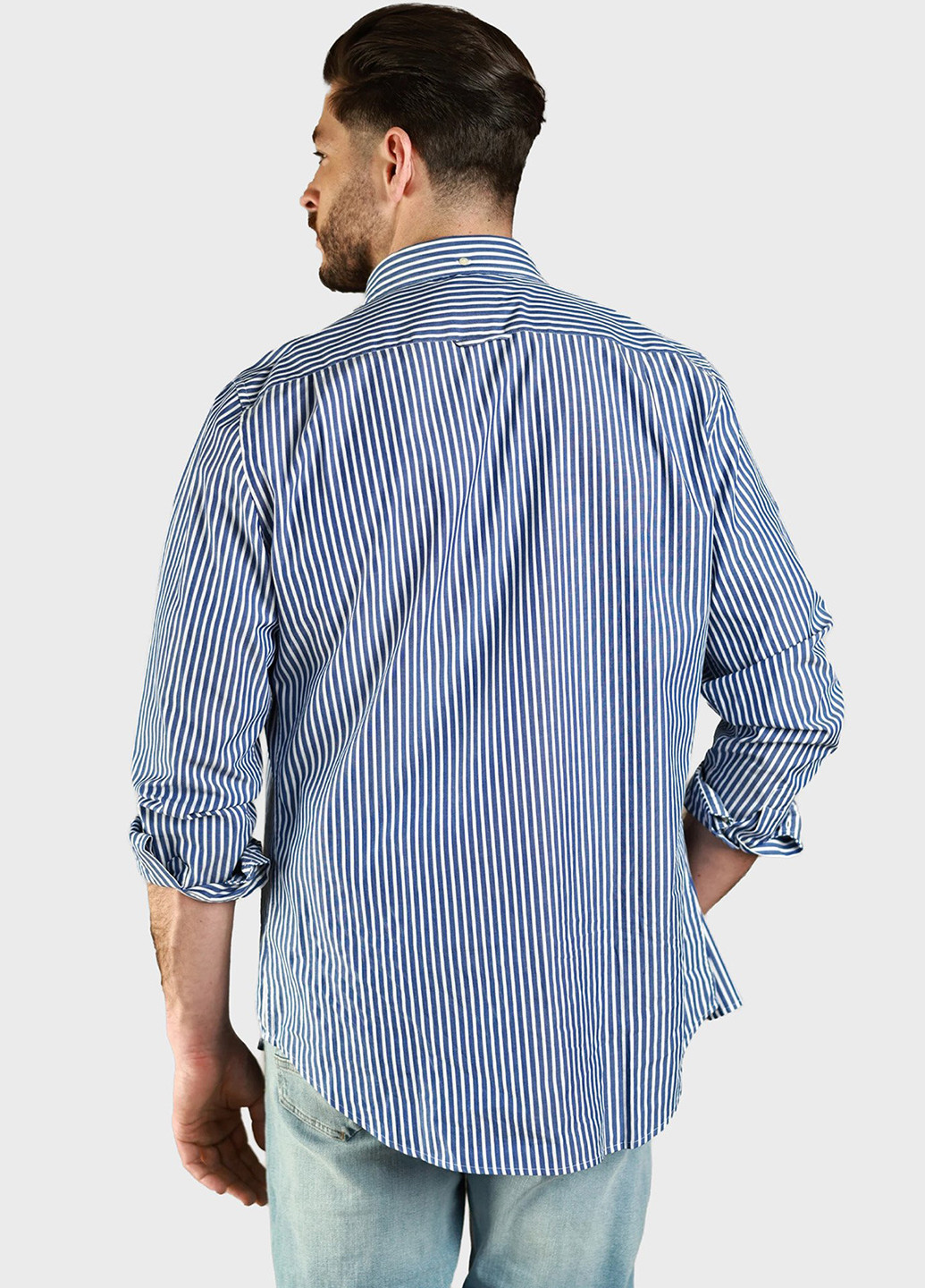 Синяя кэжуал рубашка в полоску Gant