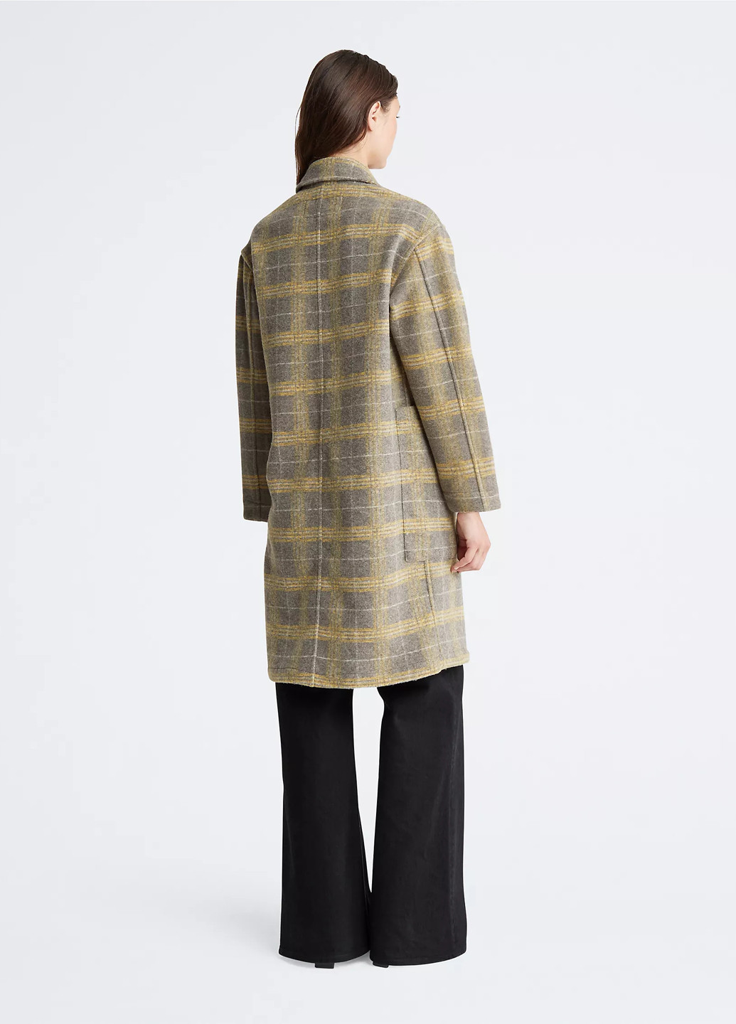 Серое демисезонное Пальто однобортное Calvin Klein