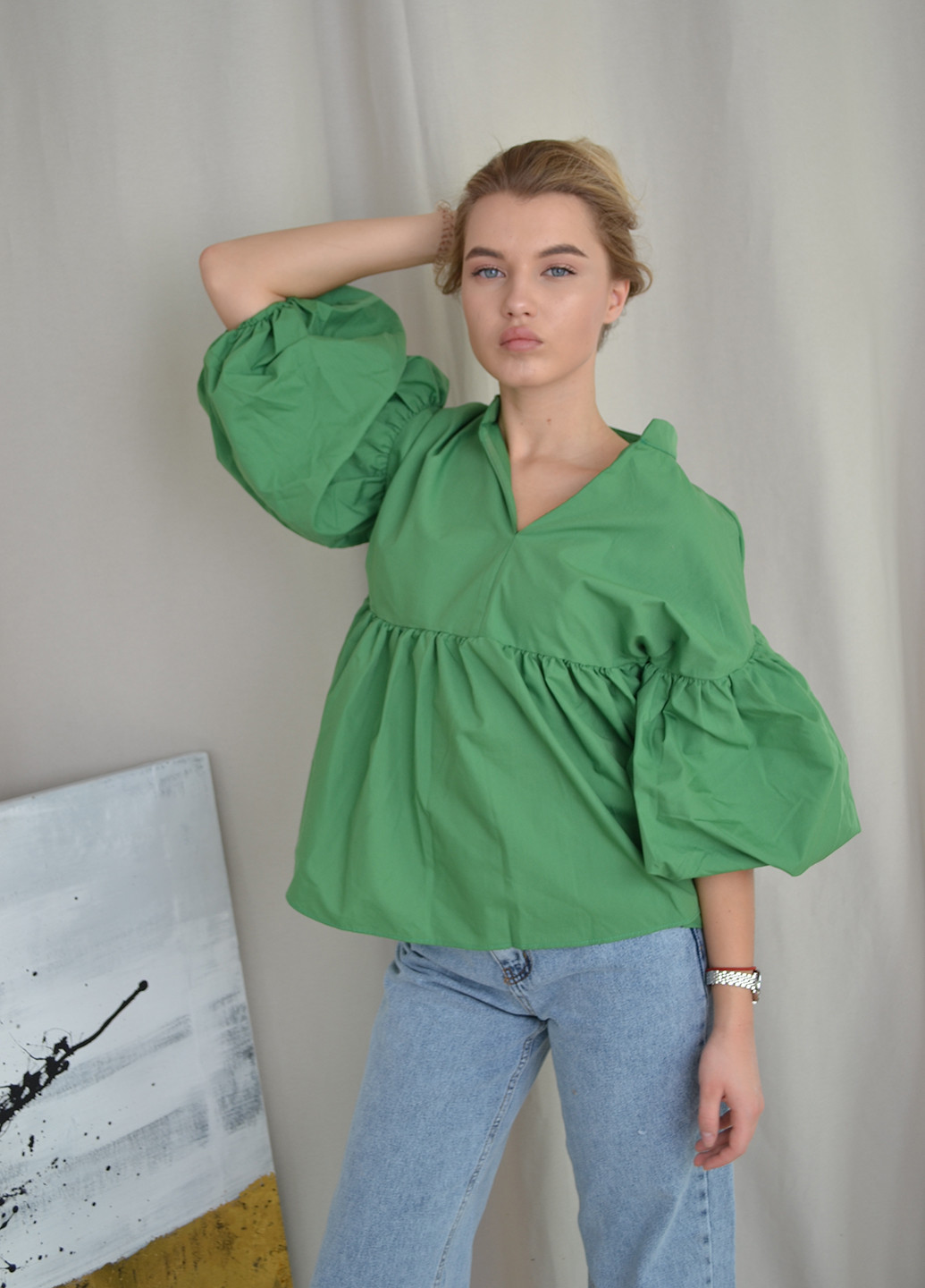 Зеленая демисезонная блуза Mona More