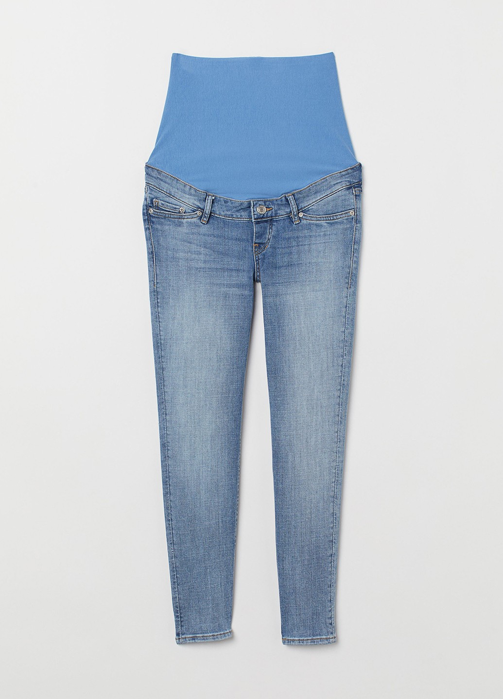 Джинси для вагітних H&M завужені однотонні блакитні джинсові бавовна