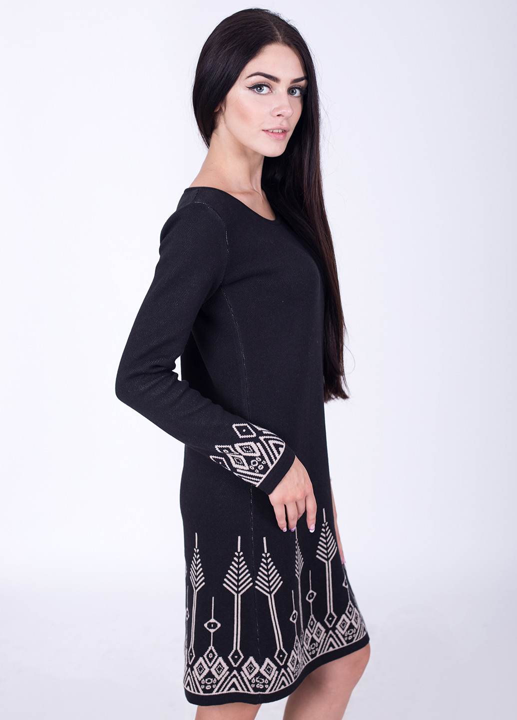 Черное кэжуал платье с длинным рукавом Bakhur
