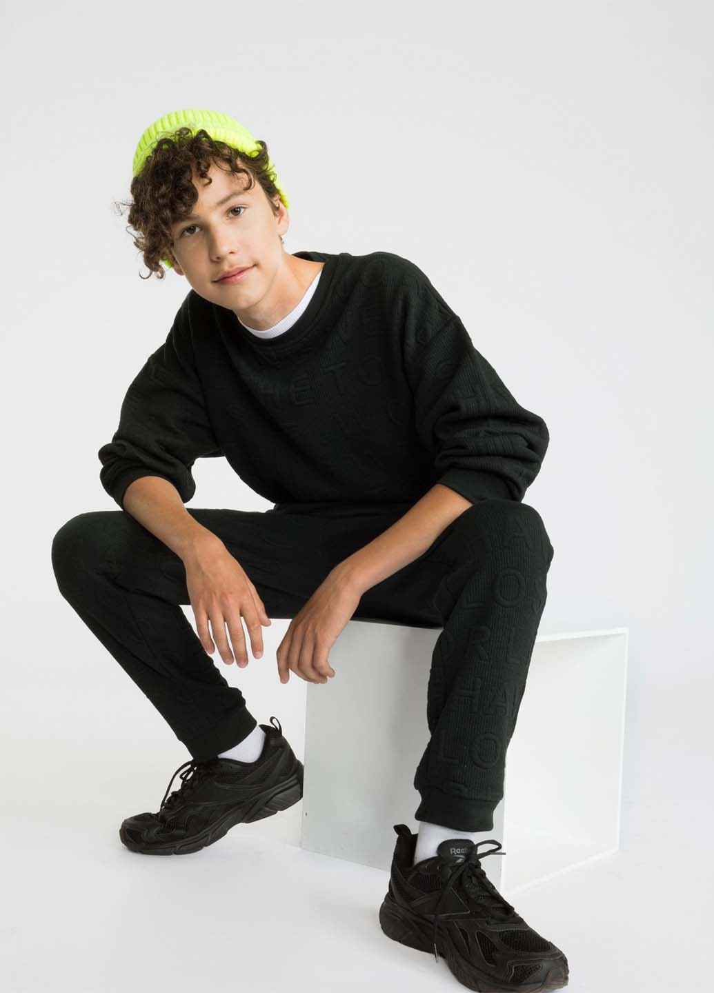 Reporter Young світшот однотонний темно-сірий кежуал бавовна, трикотаж