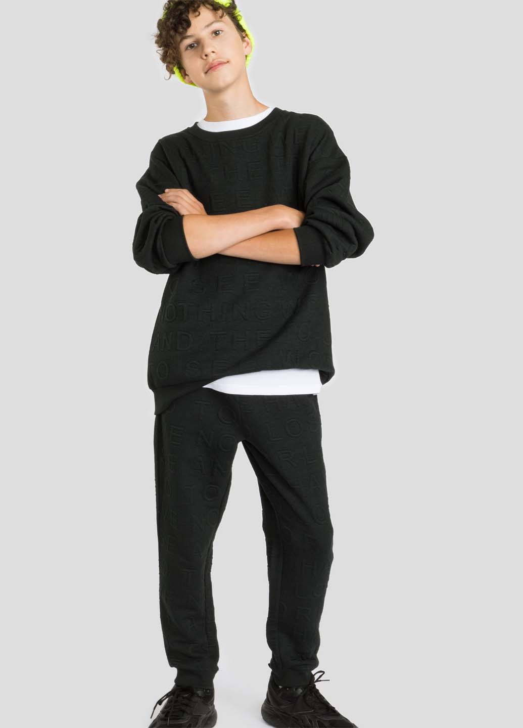 Reporter Young світшот однотонний темно-сірий кежуал бавовна, трикотаж