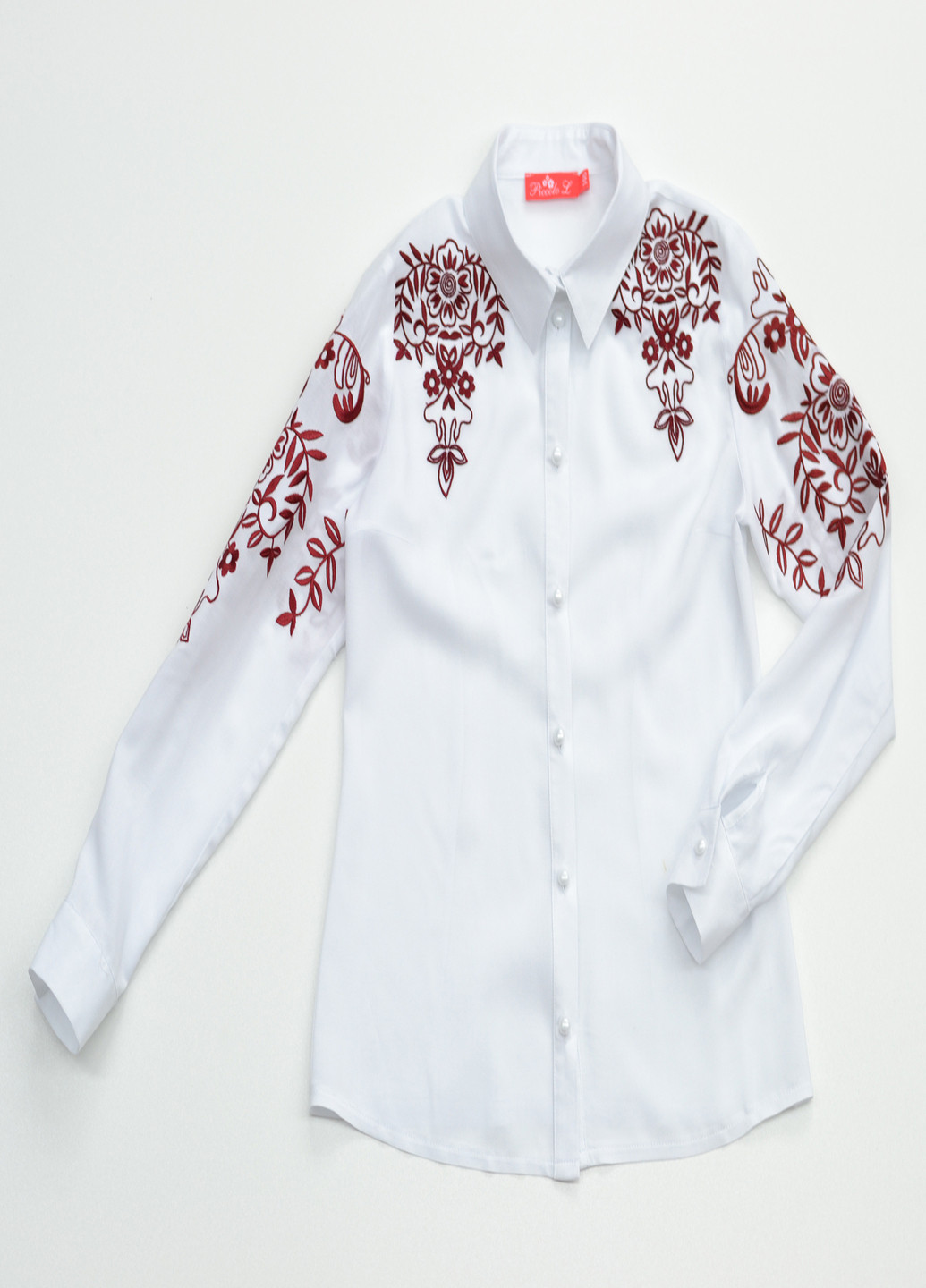 Белая с орнаментом блузка Piccolo L демисезонная
