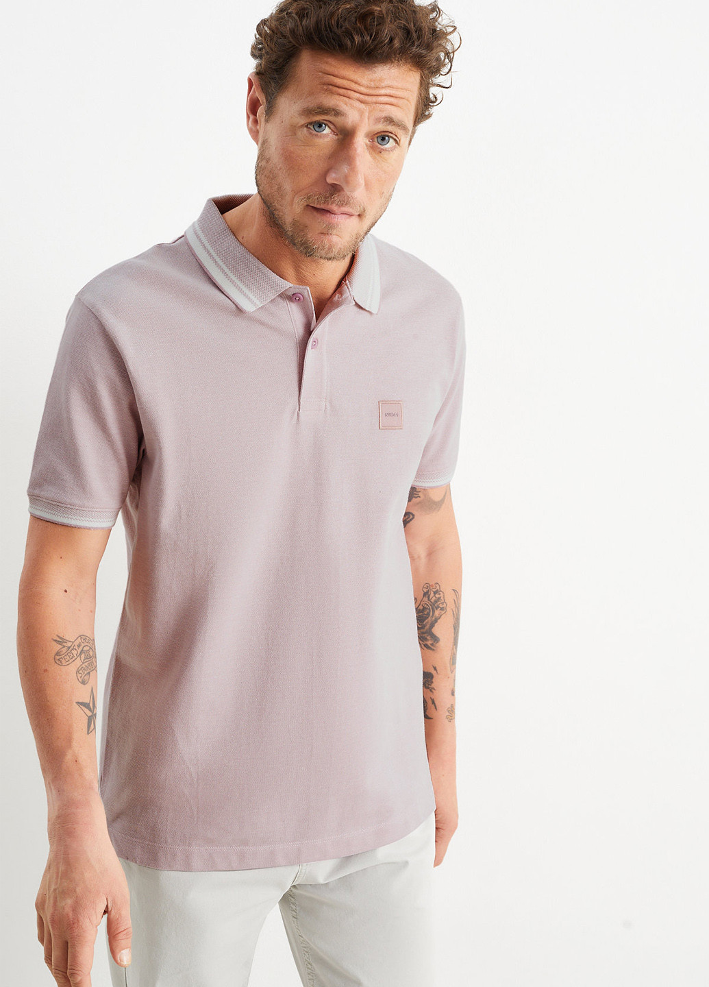 Лиловая футболка-поло для мужчин C&A однотонная