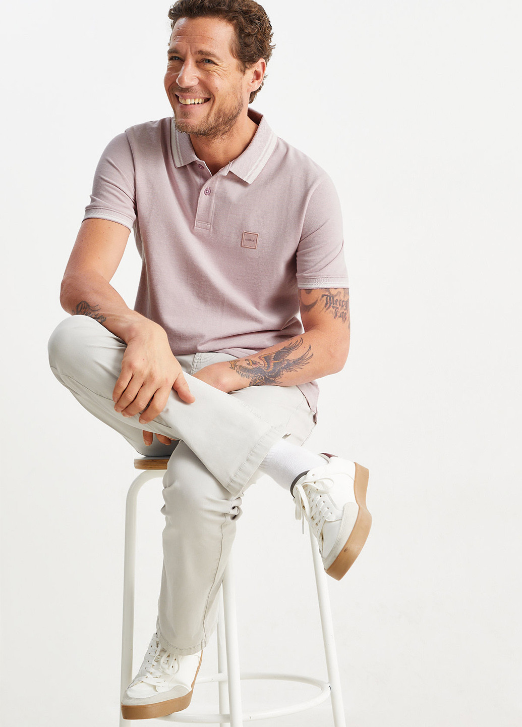 Лиловая футболка-поло для мужчин C&A однотонная