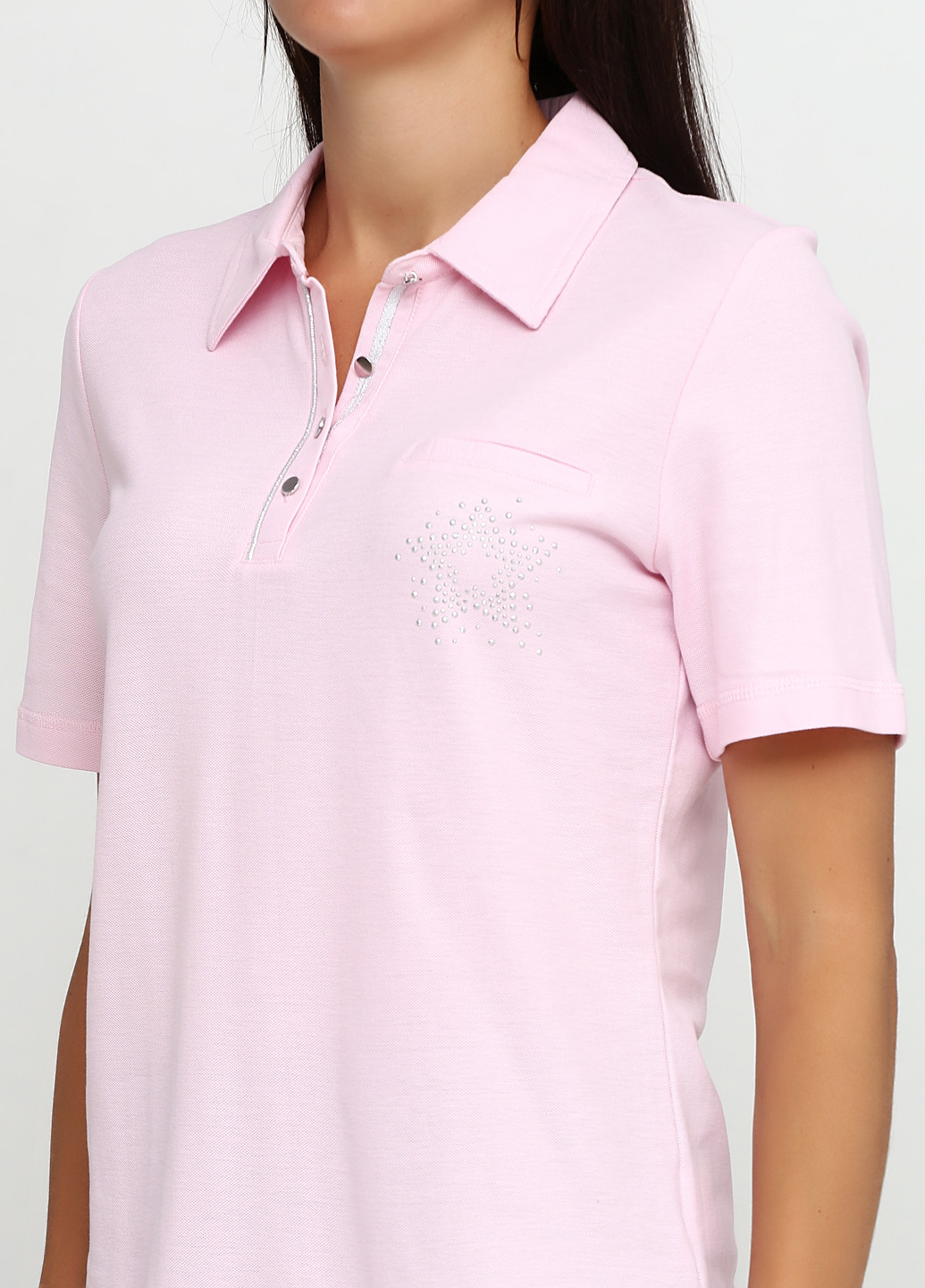 Светло-розовая женская футболка-поло BRANDTEX CLASSIC однотонная