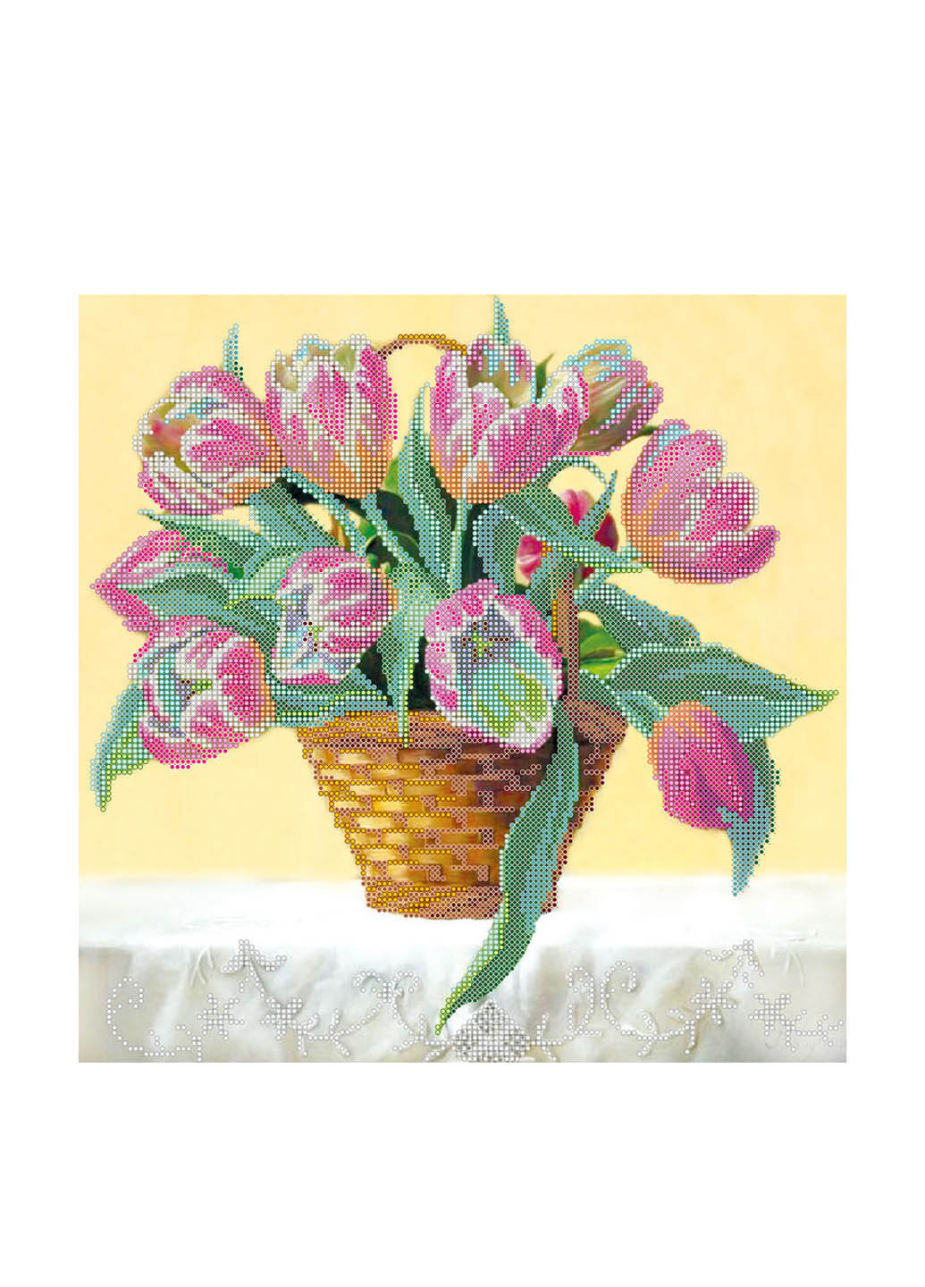 Схема для вишивання бісером на полотні Кошик тюльпанів, 30х30 см Abris Art (286313842)