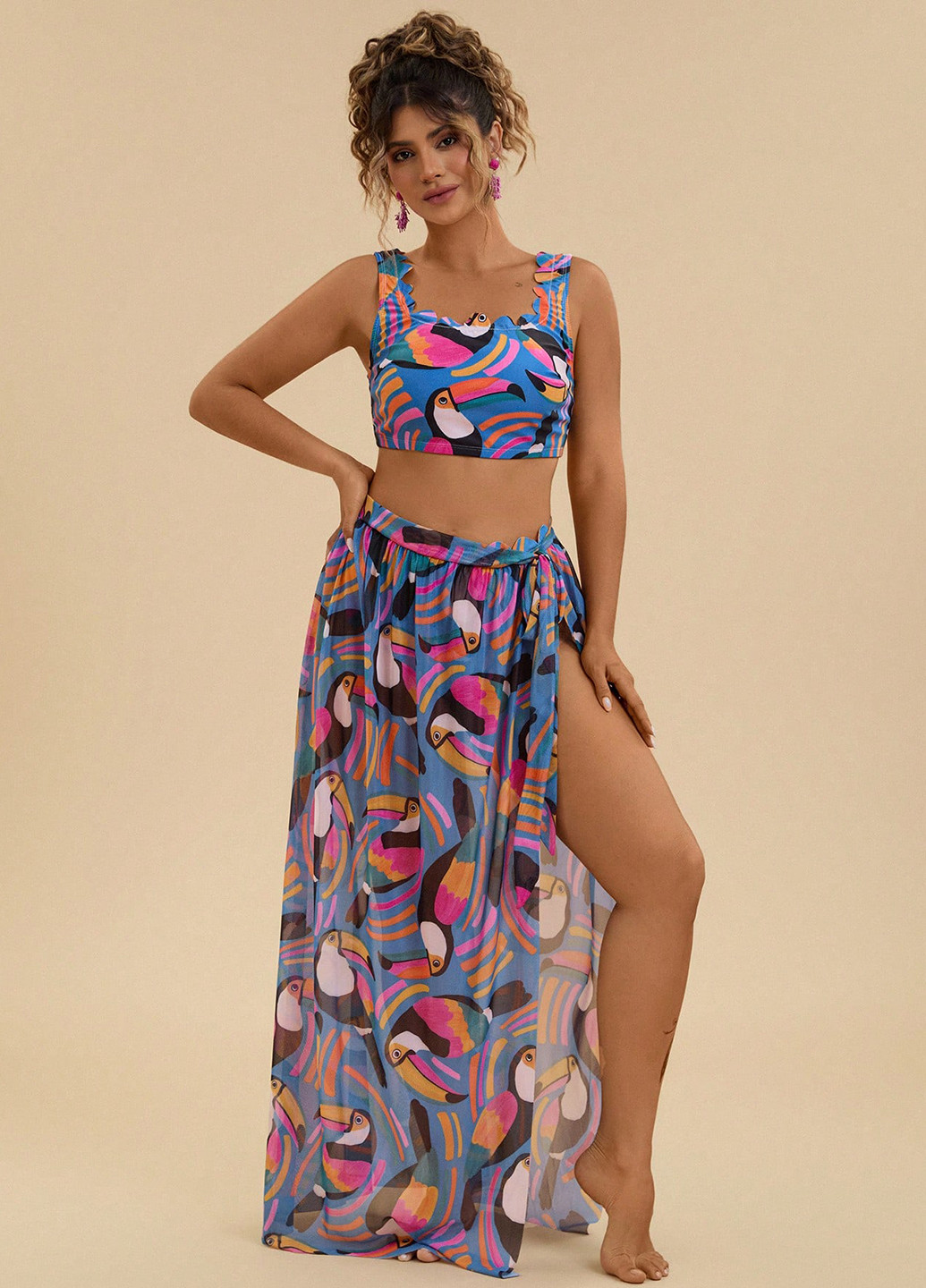 Комбинированный летний комплект (топ, юбка) SHEIN