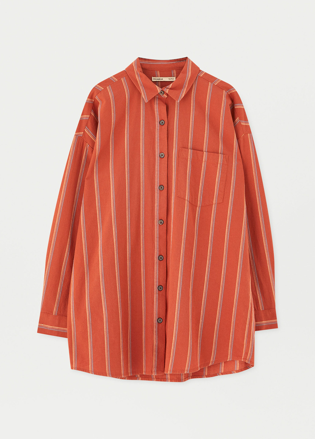 Терракотовая кэжуал рубашка в полоску Pull & Bear
