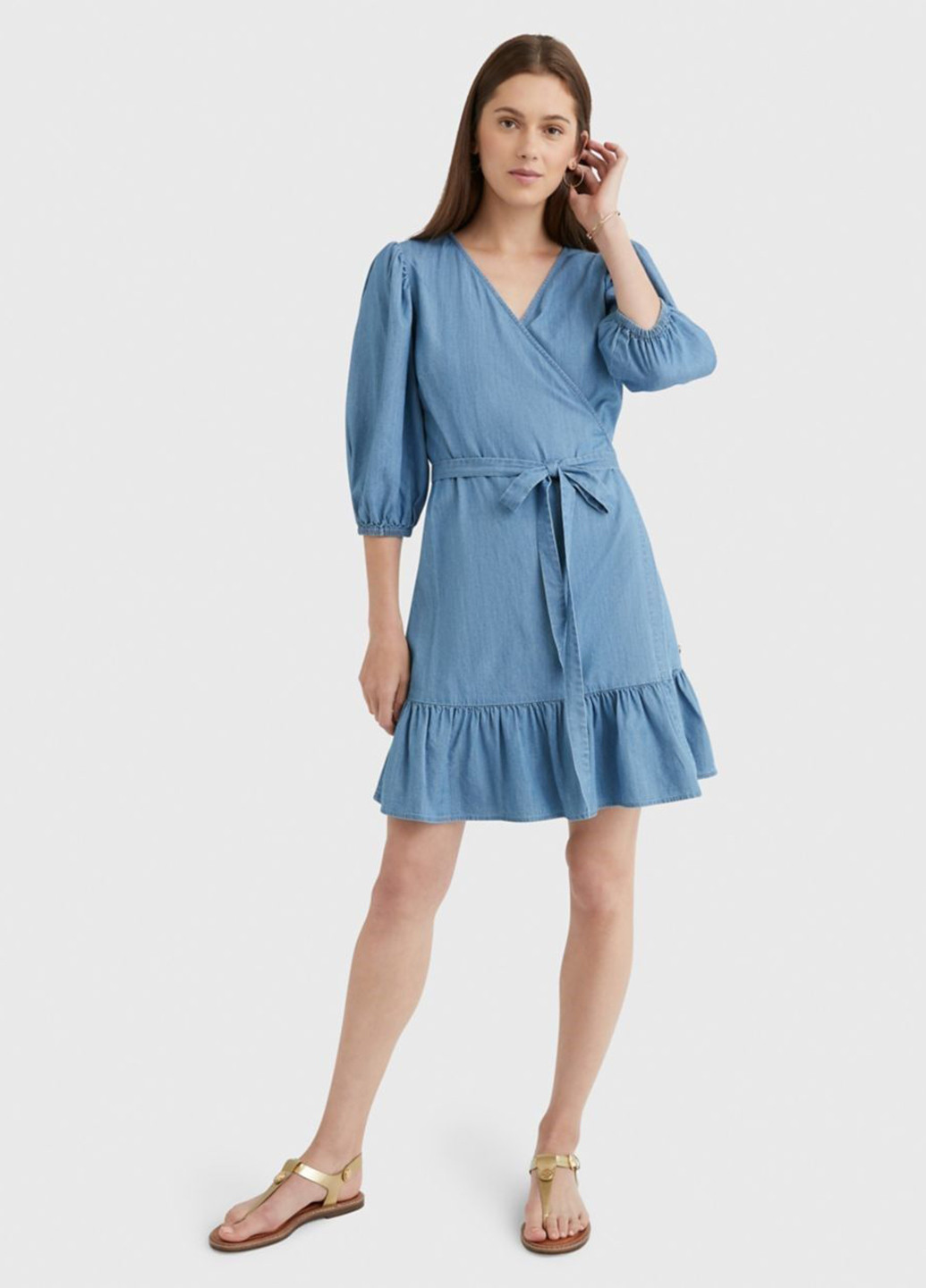 Синя кежуал сукня на запах Tommy Hilfiger однотонна