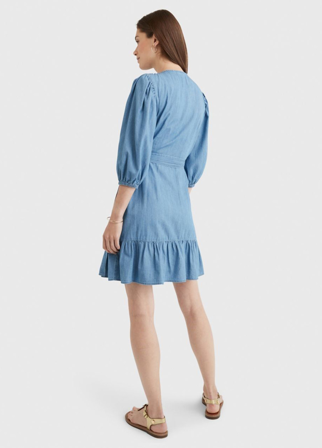 Синее кэжуал платье на запах Tommy Hilfiger однотонное