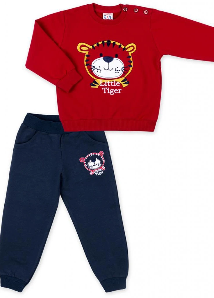 Бордовый демисезонный костюм десткий кофта с брюками "little tiger " (7214-98b-red) Breeze