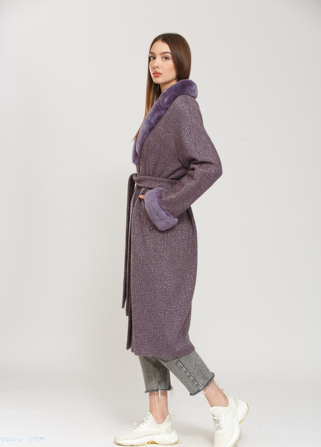 Сиреневое демисезонное Пальто (Quarante) Сиреневый Donna Bacconi