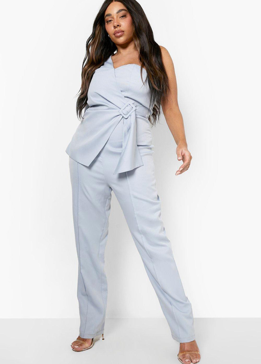 Комбінезон Boohoo комбінезон-брюки однотонний світло-блакитний кежуал поліестер
