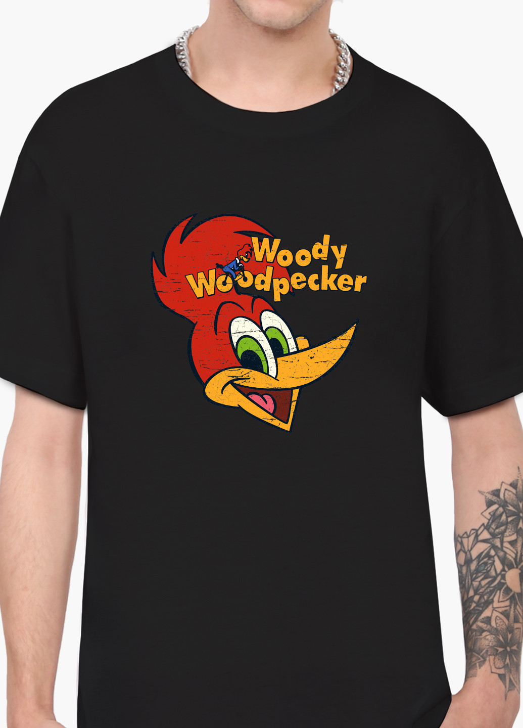 Чорна футболка чоловіча дятел вуді вудпекер (woody woodpecker) (9223-2871-1) xxl MobiPrint
