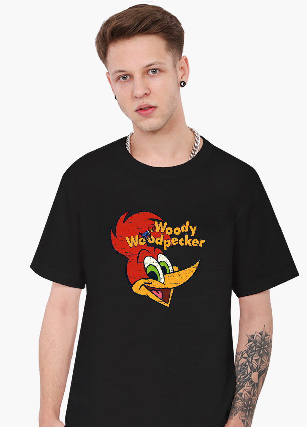 Чорна футболка чоловіча дятел вуді вудпекер (woody woodpecker) (9223-2871-1) xxl MobiPrint