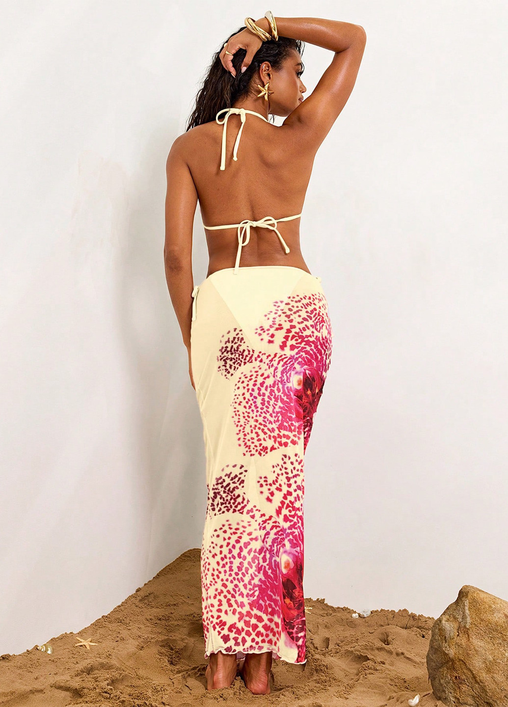 Жовтий літній комплект (ліф, трусики, спідниця) SHEIN