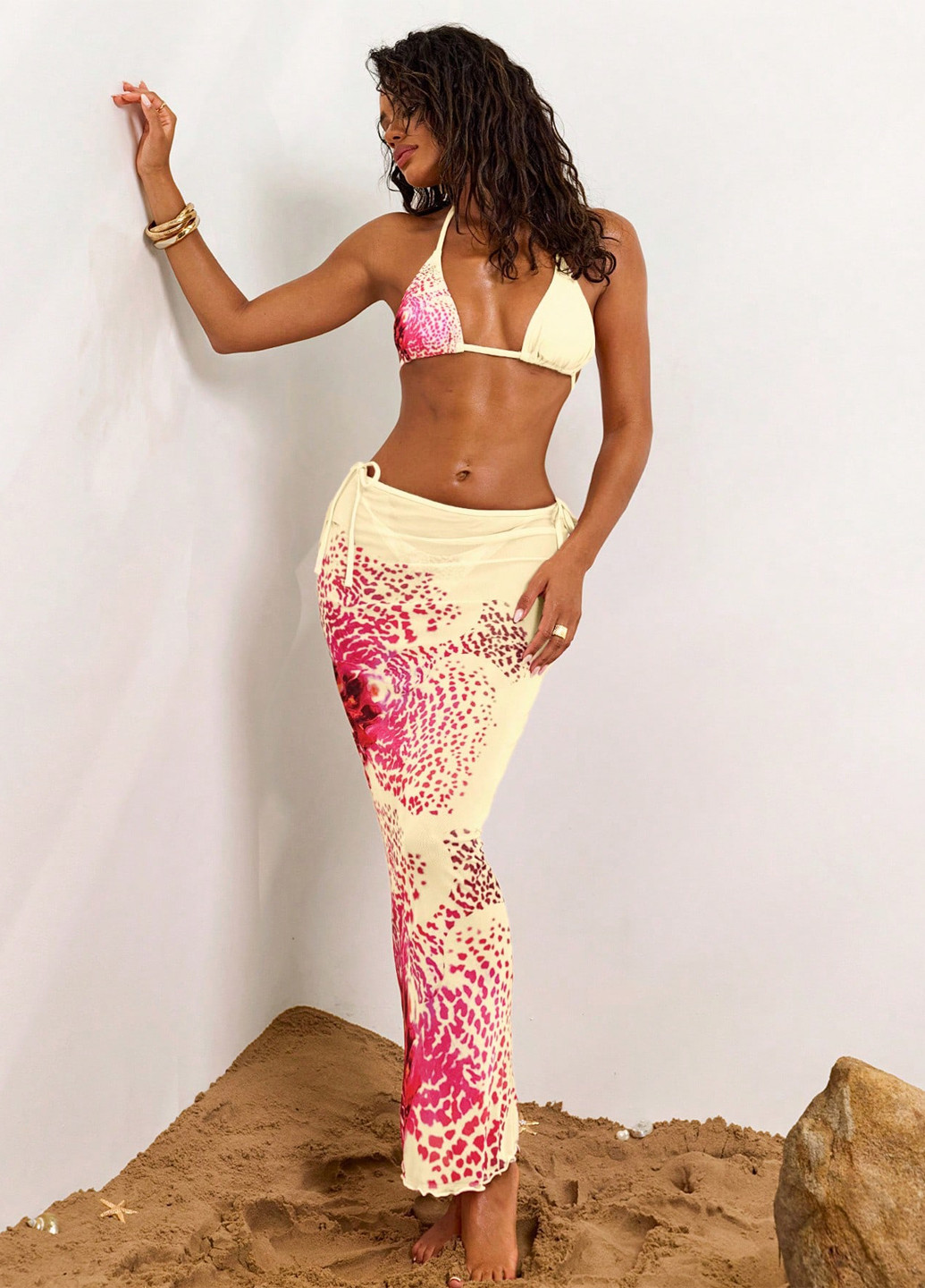 Жовтий літній комплект (ліф, трусики, спідниця) SHEIN