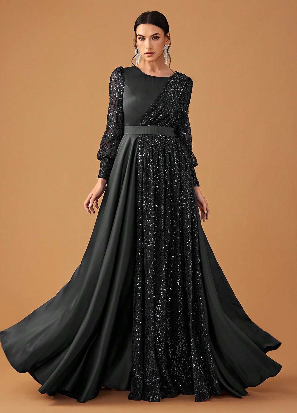 Чорна вечірня сукня в стилі армпір SHEIN однотонна