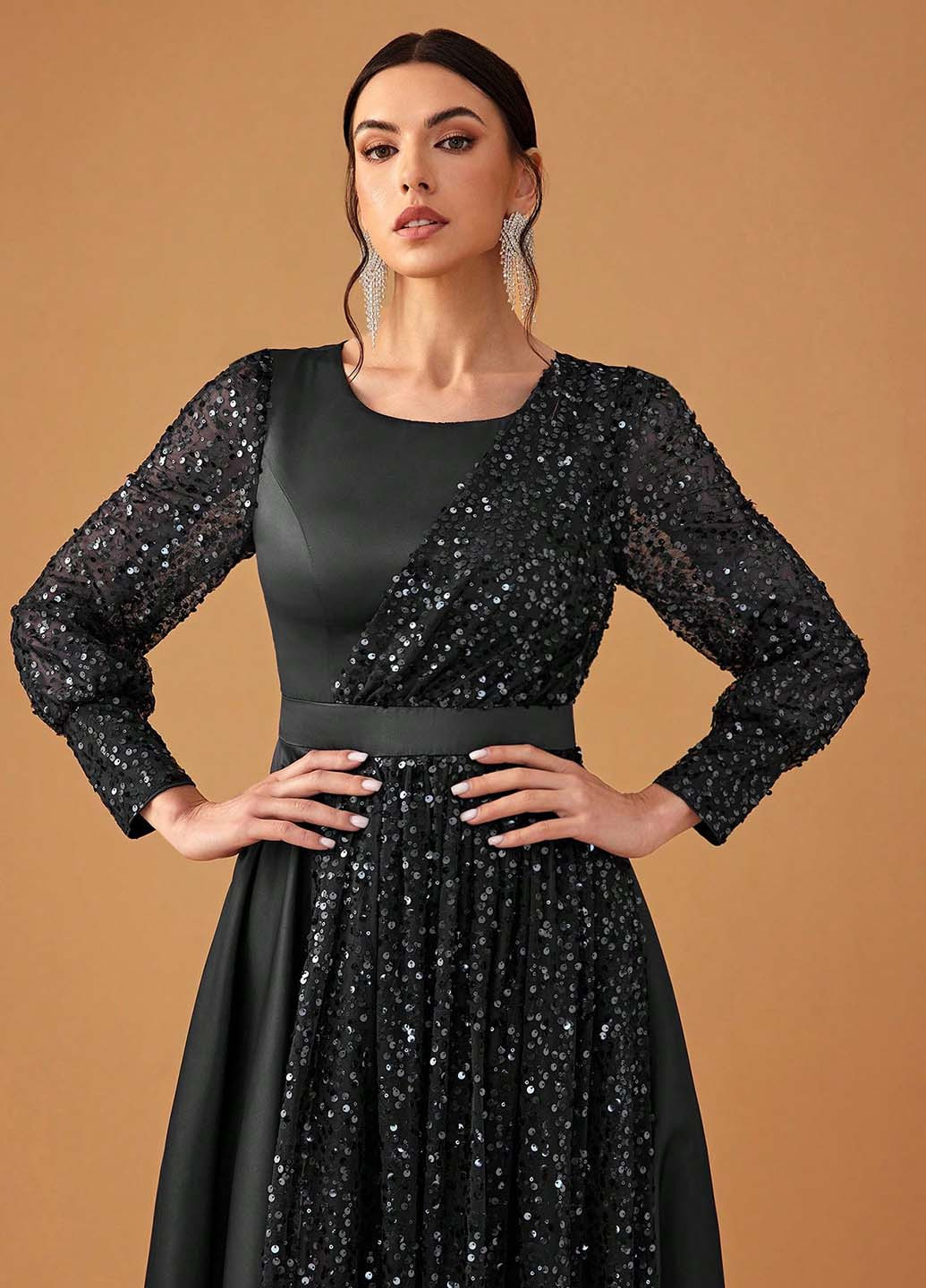 Чорна вечірня сукня в стилі армпір SHEIN однотонна