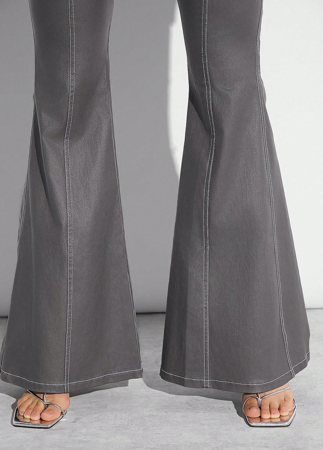 Комбінезон SHEIN комбінезон-брюки однотонний сірий кежуал поліуретан, поліестер