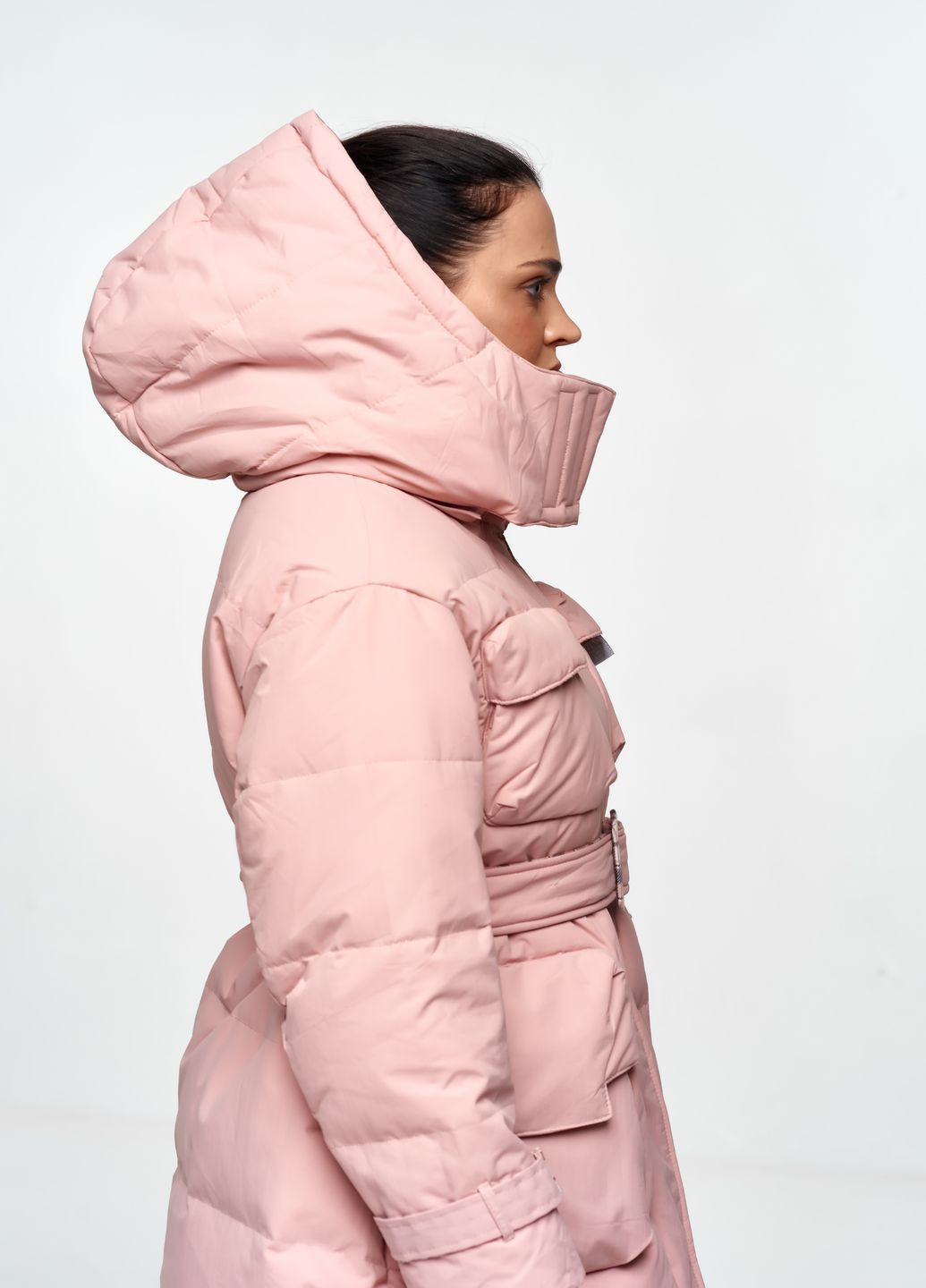 Розовая зимняя стильна зимова куртка-пуховик Actors