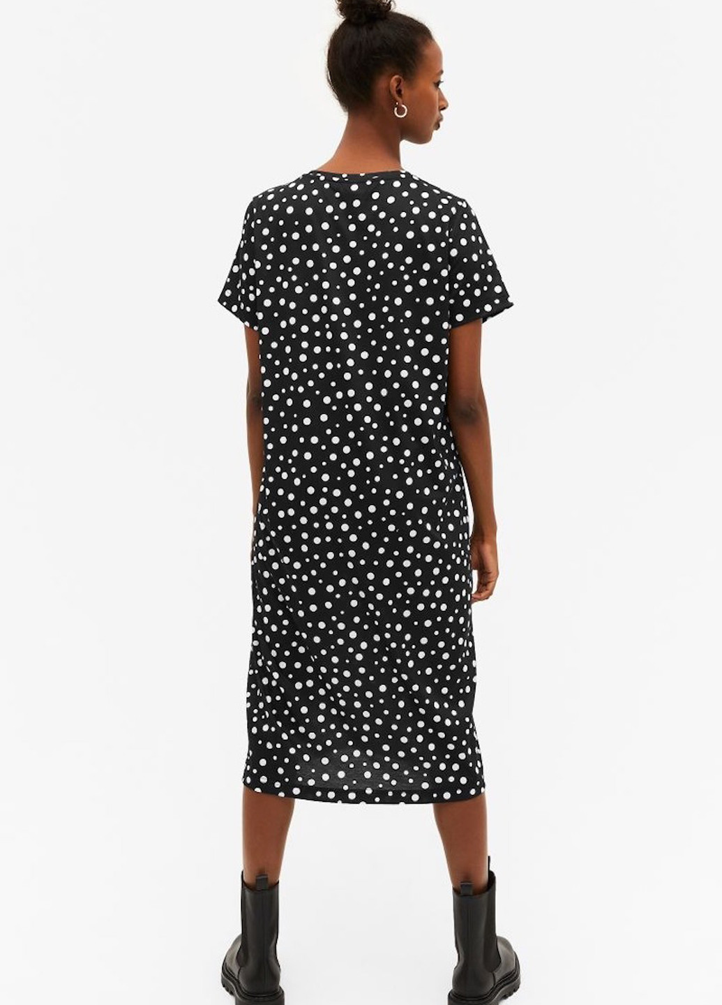 Чорна кежуал сукня сукня-футболка Monki в горошок