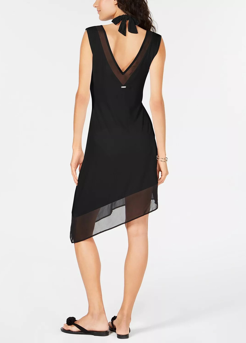 Черное пляжное платье Calvin Klein однотонное