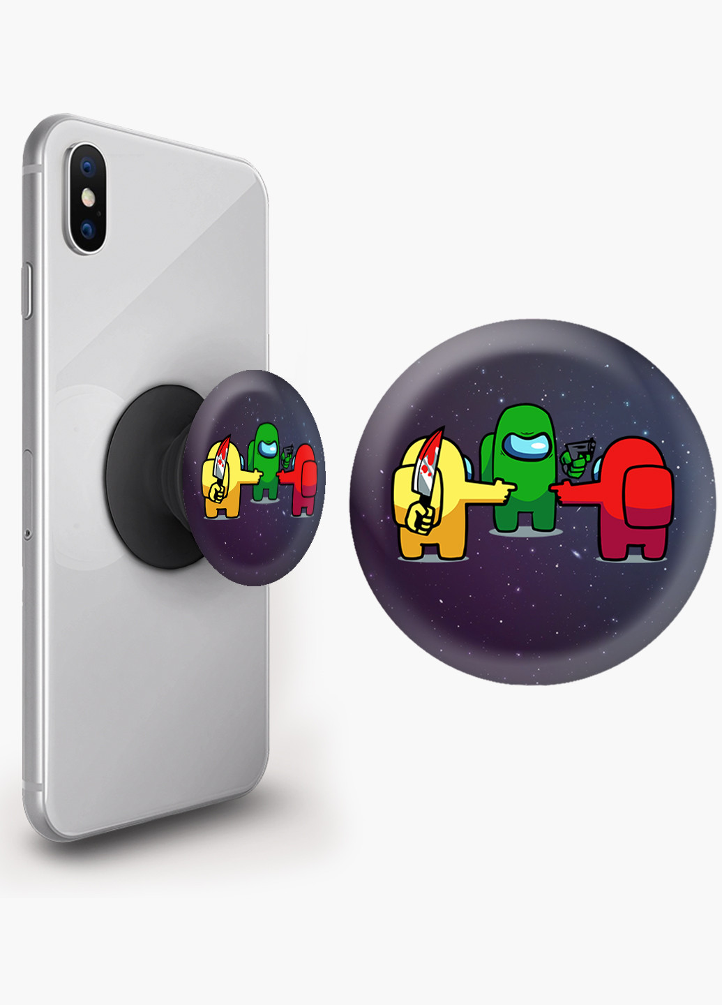 Попсокет (Popsockets) тримач для смартфону Амонг Ас (Among Us) (8754-2425) Чорний MobiPrint (216836565)