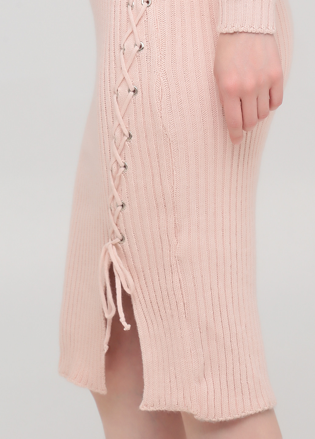 Светло-розовое кэжуал платье платье-свитер Park Hande однотонное